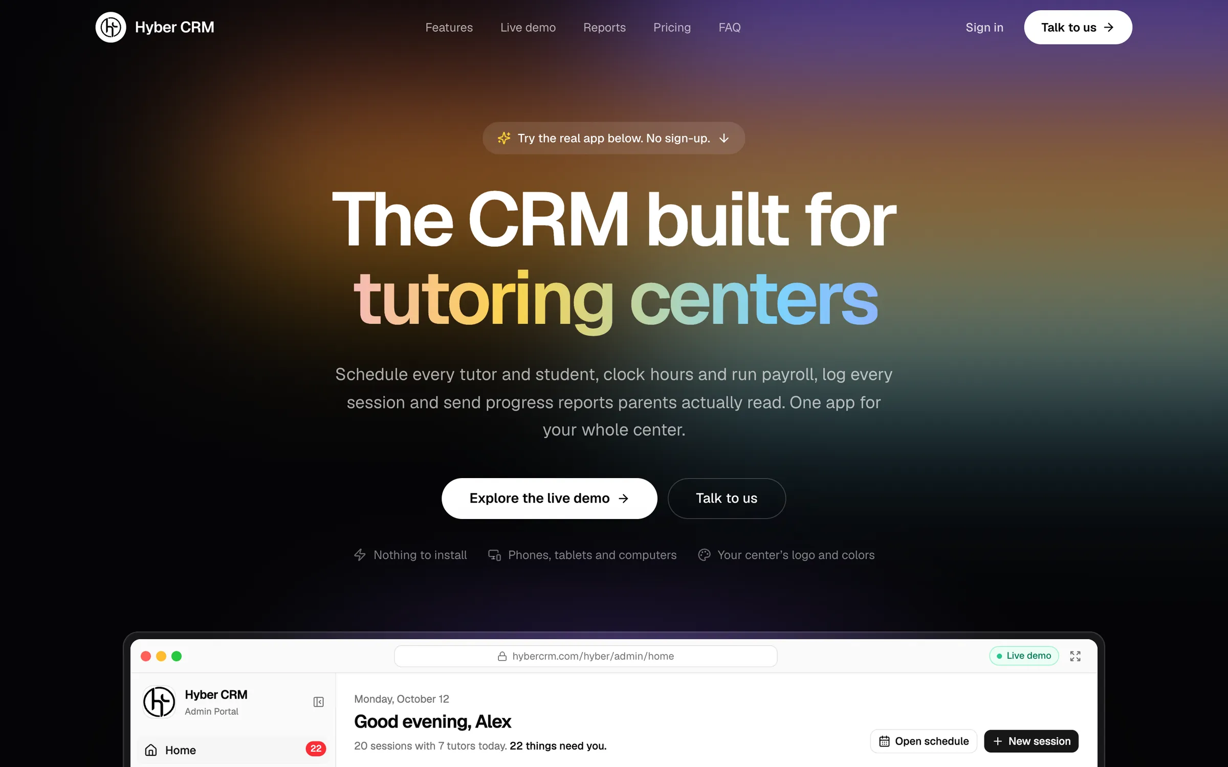 Hyber CRM marketing site