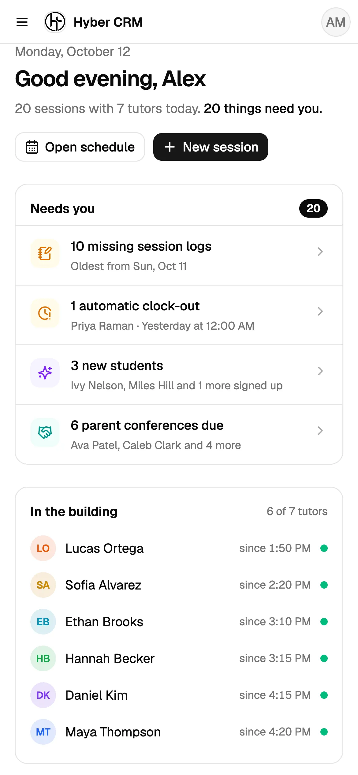 Hyber CRM — mobile screenshot